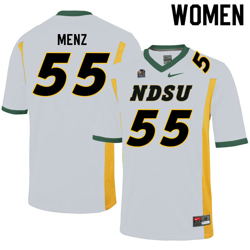 Women #55 Kole Menz North Dakota State Bison College Football Jerseys Sale-White - Click Image to Close